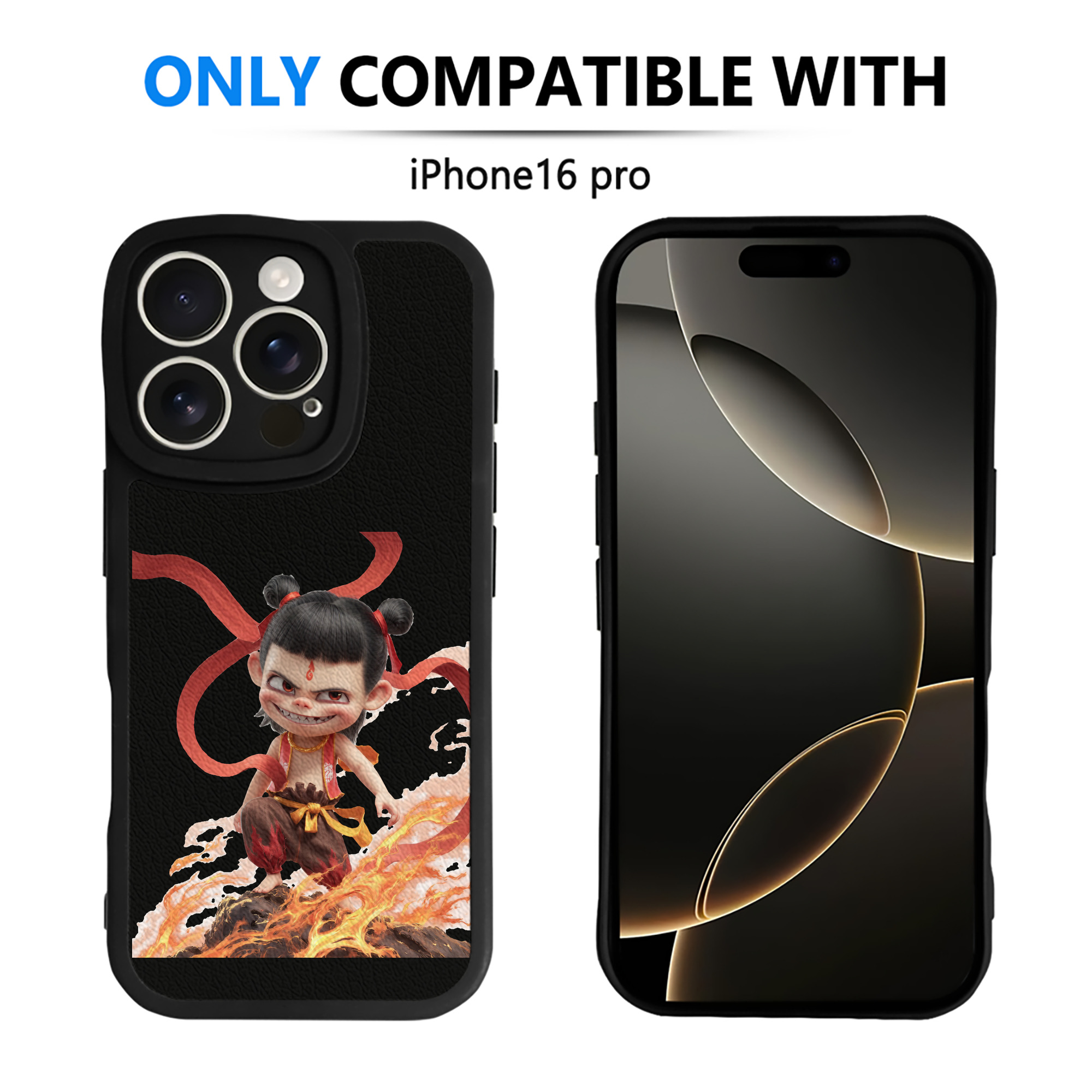 （画像用） Ne Zha 2 ナタ 魔童の大暴れ 【iPhone 16シリーズ対応】シリコンスマホケース（レザー調） 材質：シリコン
